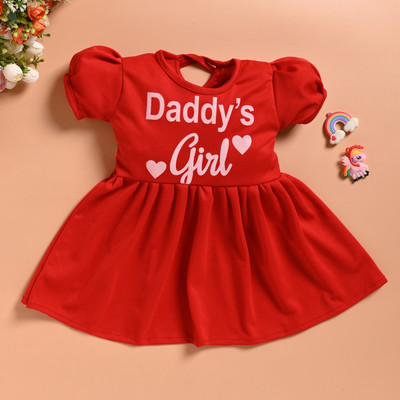 Elegant Attire Girls Midi/Knee Length Casual Dress(Red, Short Sleeve)