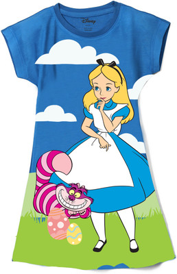 DISNEY BY MISS & CHIEF Girls Midi/Knee Length Casual Dress(Blue, Short Sleeve)