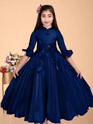 sdn Indi Girls Maxi/Full Length Festive/Wedding Dress(Blue, Half Sleeve)