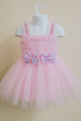 DUA collection Indi Baby Girls Above Knee Party Dress(Pink, Sleeveless)