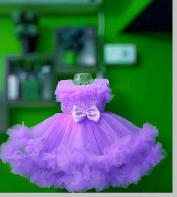 Bhimshankar Fashion Shop Baby Girls Below Knee Party Dress(Purple, Sleeveless)