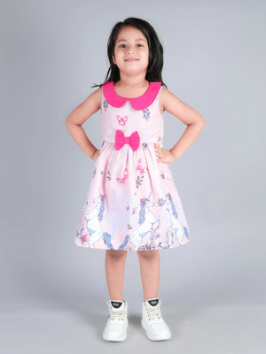 mama & bebe Baby Girls Midi/Knee Length Casual Dress(Pink, Sleeveless)