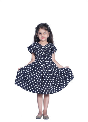 Wish Littles Baby Girls Midi/Knee Length Party Dress(Blue, Short Sleeve)