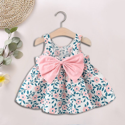 HouseOfCommon Baby Girls Midi/Knee Length Casual Dress(Pink, Sleeveless)