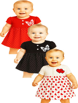 KidzzCart Indi Baby Girls Midi/Knee Length Casual Dress(Multicolor, Half Sleeve)