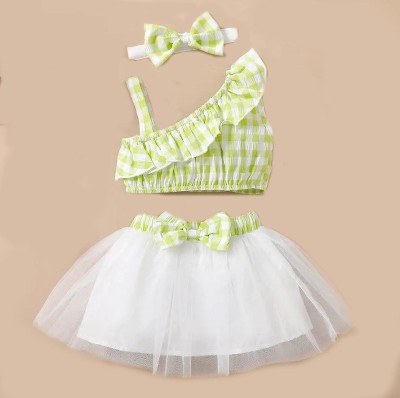 OMLI Baby Girls Midi/Knee Length Party Dress(Green, Sleeveless)