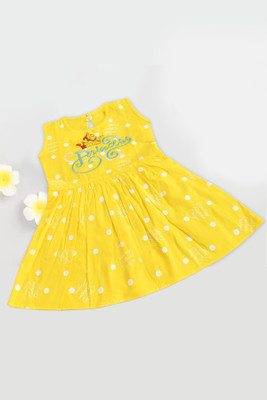 Sevgi Baby Girls Midi/Knee Length Casual Dress(Yellow, Sleeveless)