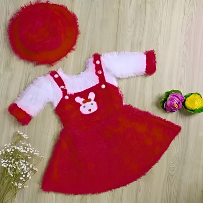 apna collection Baby Girls Above Knee Festive/Wedding Dress(Red, Half Sleeve)