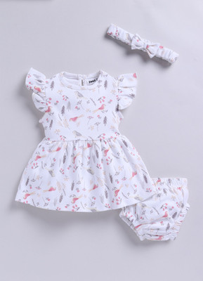 Smart Baby Baby Girls Midi/Knee Length Casual Dress(Yellow, Short Sleeve)