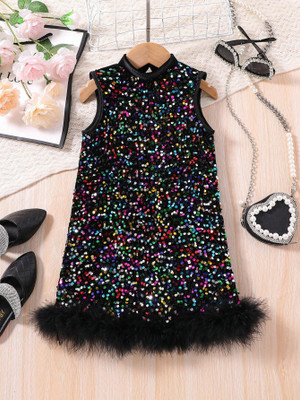 Style Connect Indi Girls Midi/Knee Length Party Dress(Multicolor, Fashion Sleeve)