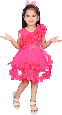 ONLY ONE Girls Mini/Short Party Dress(Pink, Sleeveless)