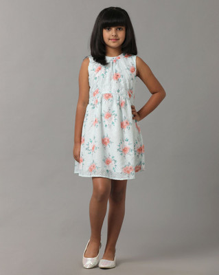 Under Fourteen Only Girls Midi/Knee Length Casual Dress(Green, Sleeveless)