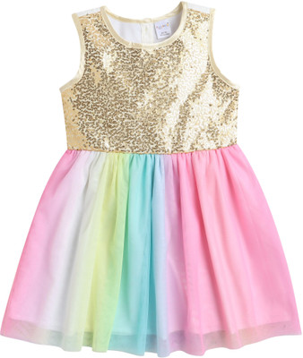 FUNSHINE Indi Girls Midi/Knee Length Casual Dress(Multicolor, Sleeveless)