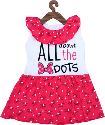 Disney By Icable Indi Girls Midi/Knee Length Casual Dress(Pink, Sleeveless)