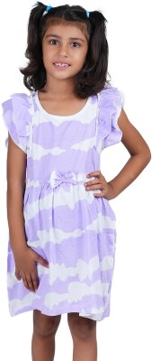 stylestorm Girls Midi/Knee Length Casual Dress(Purple, Sleeveless)