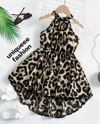 SMR DRESSES Girls Below Knee Party Dress(Black, Sleeveless)