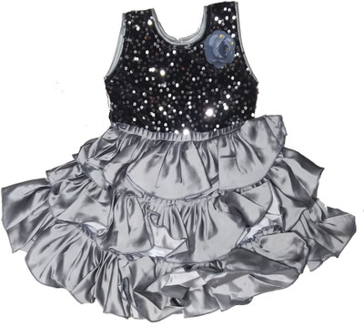 Stylish Collection Baby Girls Midi/Knee Length Festive/Wedding Dress(Black, Sleeveless)