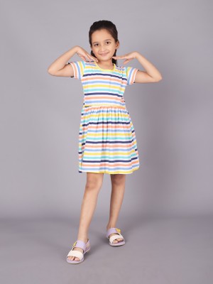 Miss & Chief Girls Above Knee Casual Dress(Multicolor, Short Sleeve)