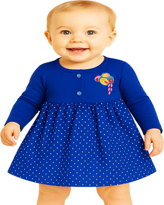 KidzzCart Indi Baby Girls Midi/Knee Length Casual Dress(Blue, Full Sleeve)