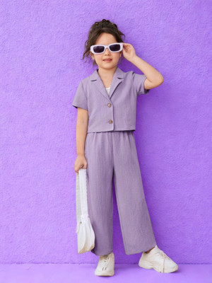 SK DALIA DRESSES Girls Maxi/Full Length Casual Dress(Purple, Half Sleeve)