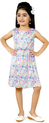 FUNSHINE Indi Girls Midi/Knee Length Casual Dress(Multicolor, Sleeveless)