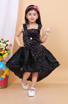 HouseOfCommon Baby Girls Calf Length Festive/Wedding Dress(Black, Sleeveless)