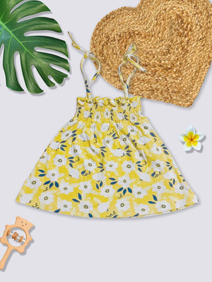 YK X Tinyo Baby Girls Midi/Knee Length Casual Dress(Yellow, Sleeveless)