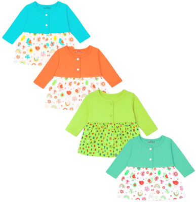 Modern Mama Indi Baby Girls Below Knee Casual Dress(Multicolor, Full Sleeve)