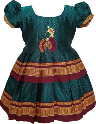 Amba Collection Boutique Baby Girls Midi/Knee Length Festive/Wedding Dress(Light Green, Short Sleeve)