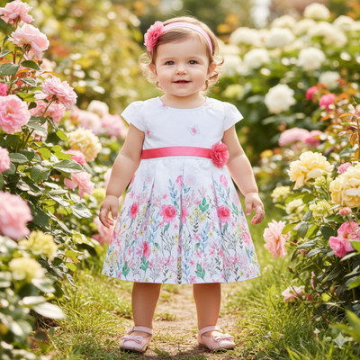 mama & bebe Indi Baby Girls Midi/Knee Length Casual Dress(White, Cap Sleeve)