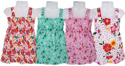 Rabiya fashion Baby Girls Midi/Knee Length Casual Dress(Multicolor, Sleeveless)