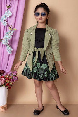 FASSY Girls Midi/Knee Length Party Dress(Green, Full Sleeve)