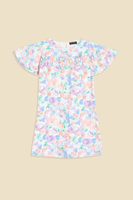 Allen Solly Girls Midi/Knee Length Casual Dress(White, Short Sleeve)