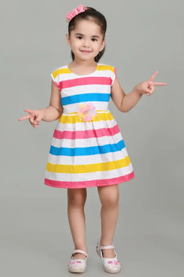 SJGARMENTS Indi Baby Girls Above Knee Casual Dress(Multicolor, Sleeveless)