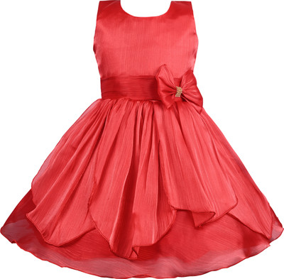 Silver Kraft Baby Girls Midi/Knee Length Party Dress(Red, Sleeveless)