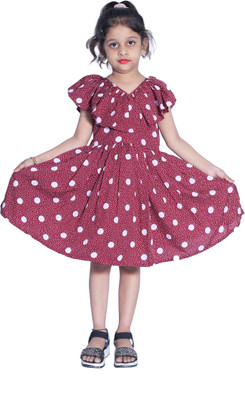 Wish Littles Girls Midi/Knee Length Beach Wear Dress(Multicolor, Fashion Sleeve)