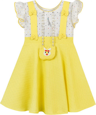 SS MOLLA FAHION Baby Girls Midi/Knee Length Festive/Wedding Dress(Yellow, White, Fashion Sleeve)