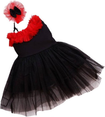 MUSKAN BEAUTY COLLECTION Baby Girls Midi/Knee Length Party Dress(Black, Sleeveless)