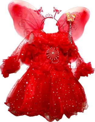 Arunaa Creation Baby Girls Midi/Knee Length Casual Dress(Red, Full Sleeve)