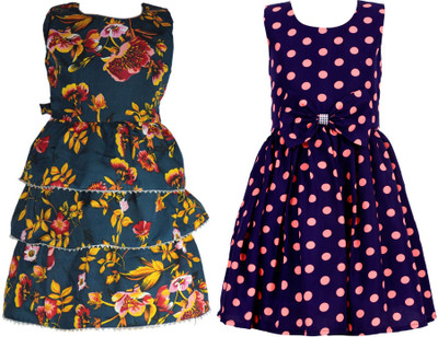 Hunoor Baby Girls Below Knee Casual Dress(Brown, Sleeveless)