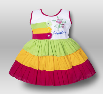 SARDAR DRESSES Baby Girls Midi/Knee Length Casual Dress(Multicolor, Sleeveless)
