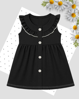 ADDYVERO Girls Midi/Knee Length Party Dress(Black, Sleeveless)