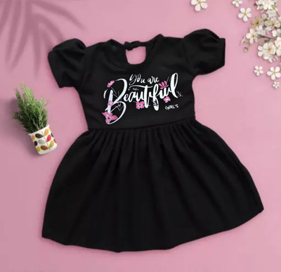 STYLESHIVAM Baby Girls Maxi/Full Length Casual Dress(Black, Half Sleeve)