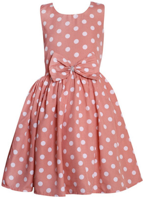 Readyme Sabse Pahle Girls Midi/Knee Length Casual Dress(Pink, White, Sleeveless)