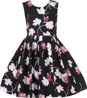 Trefle Baby Girls Midi/Knee Length Casual Dress(Black, Sleeveless)