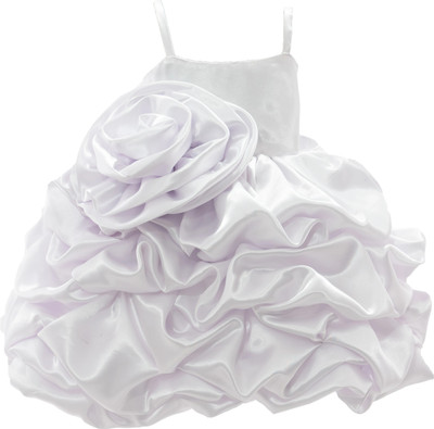 PINK WINGS Girls Midi/Knee Length Party Dress(White, Sleeveless)