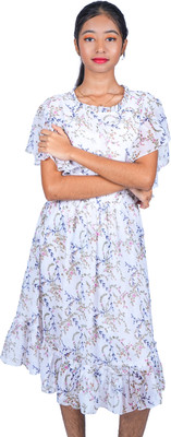 Yellowtoons Girls Above Knee Casual Dress(Multicolor, Fashion Sleeve)