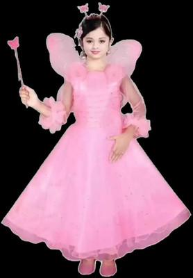 KANAKFASHION Girls Maxi/Full Length Festive/Wedding Dress(Pink, Full Sleeve)