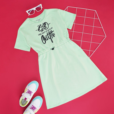 Pantaloons Junior Girls Midi/Knee Length Casual Dress(Green, Full Sleeve)