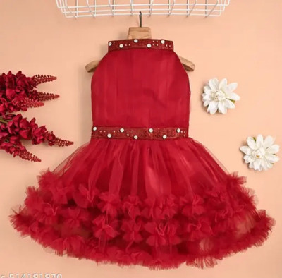SJGARMENTS Indi Baby Girls Above Knee Party Dress(Red, Sleeveless)